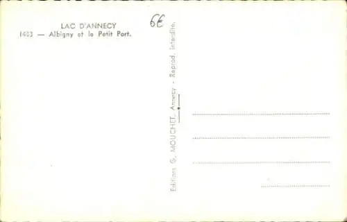 Ak Annecy Haute Savoie, Albigny, Petit Port