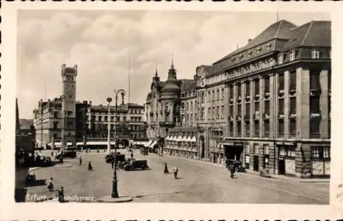 Ak Erfurt in Thüringen, Bahnhofsplatz, Hotel