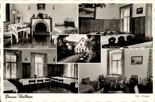 Ak Wutzschleife Rötz in Bayern, Pension Waldheim, Lesezimmer, Bierstübl, Speisezimmer, Weinzimmer