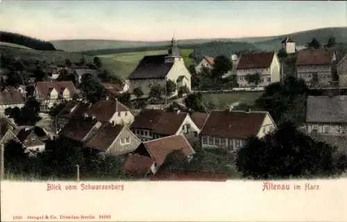 Ak Altenau Clausthal Zellerfeld im Oberharz, Blick vom Schwarzenberg