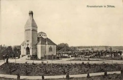 Ak Zittau in der Oberlausitz, Krematorium