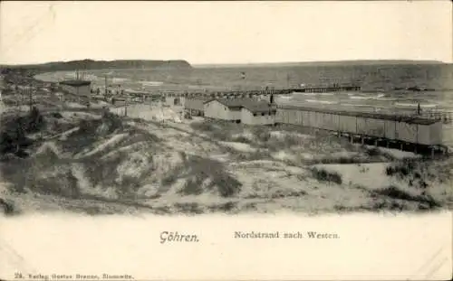 Ak Ostseebad Göhren auf Rügen, Nordstrand, Westblick