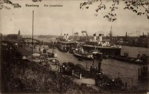 Ak Hamburg, Jonashafen, Schiffe