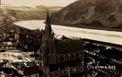 Ak Oberwesel am Rhein, Teilansicht, Kirche