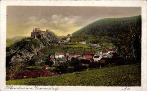 Ak Falkenstein am Donnersberg Pfalz, Gesamtansicht, Ruine