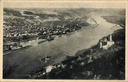 Ak Oberlahnstein Lahnstein am Rhein, Totalansicht, Schloss Stolzenfels