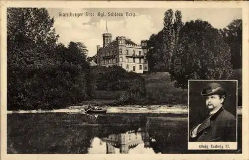 Ak Berg am Starnberger See Oberbayern, Schloss Berg, König Ludwig II.