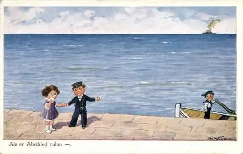 Künstler Ak Hoffmann, Ad., Als er Abschied nahm..., Kinder als Soldaten, Seemann