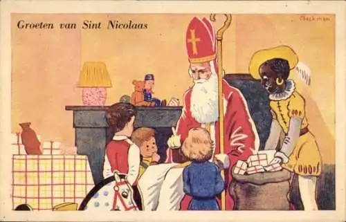 Künstler Ak Beckman, Glückwunsch Weihnachten, Weihnachtsmann, Nikolaus, Kinder