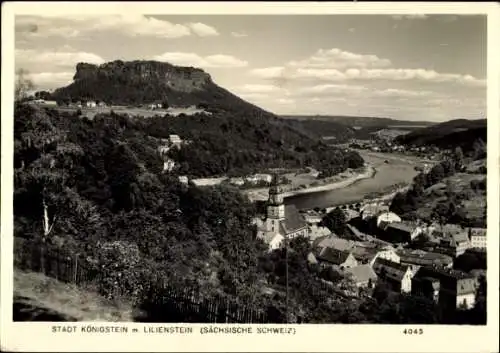 Ak Königstein an der Elbe Sächsische Schweiz, Panorama, Lilienstein