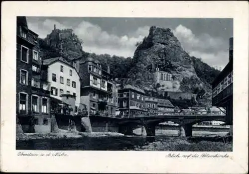 Ak Idar Oberstein an der Nahe, Blick auf die Felsenkirche, Brücke