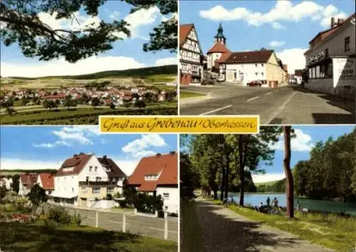 Ak Grebenau in Hessen, Panorama, Straßenpartie, Teilansichten