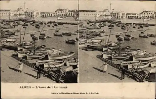 Stereo Ak Alger Algerien, Hafen, Admiralität