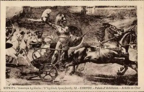 Ak Korfu Griechenland, Achilleion, Palast, Achilles im Streitwagen