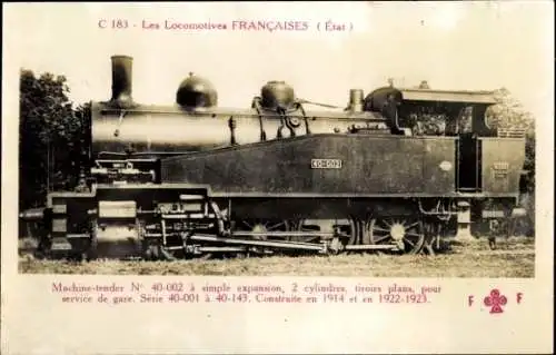 Ak Französische Eisenbahn, Les Locomotives Francaises, Machine-tender No. 40-002