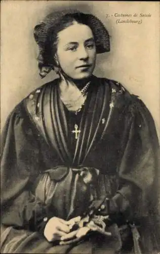Ak Lanslebourg Savoie, Frau in Volkstracht, Porträt