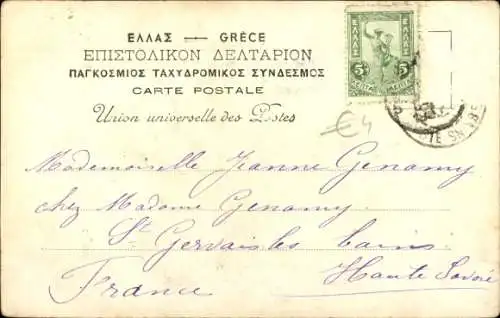 Ak Athen Griechenland, griechisches Kostüm, Griechin in Tracht