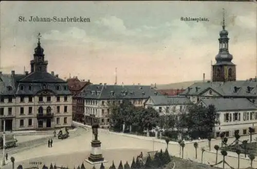 Ak St. Johann Saarbrücken im Saarland, Schlossplatz