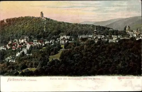 Ak Falkenstein Königstein Taunus, Partie mit der Heilanstalt und der Ruine