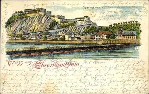 Ak Ehrenbreitstein Koblenz am Rhein, Teilansicht