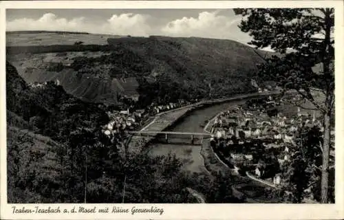 Ak Traben Trarbach an der Mosel, Gesamtansicht, Brücke, Ruine Grevenburg