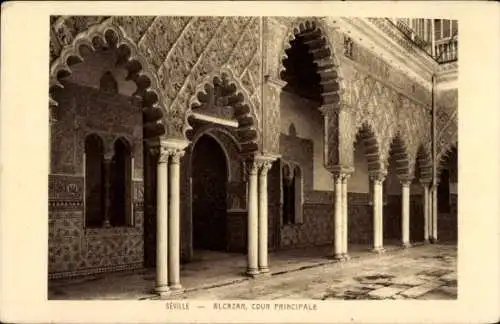 Ak Sevilla Andalusien, Alcazar, Cour Principale