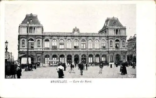 Ak Bruxelles Brüssel, Blick auf den Bahnhof, Straßenseite, Gare du Nord