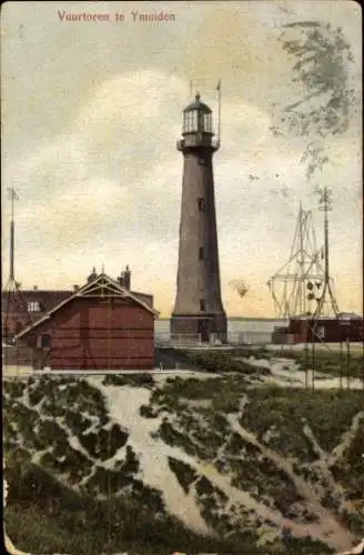 Ak IJmuiden Ymuiden Velsen Nordholland, Leuchtturm