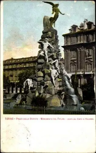 Ak Torino Turin Piemonte, Piazza dello Statuto, Monumento del Frejus