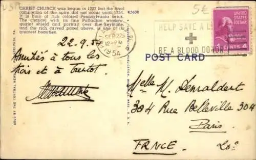 Ak Philadelphia Pennsylvania USA, Christ Church