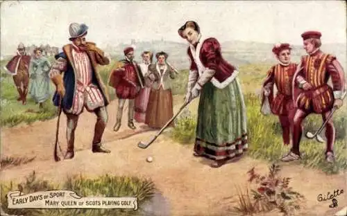 Künstler Ak Mary Queen of Scots, beim Golfspielen