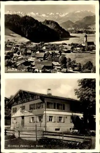 Ak Altstädten Sonthofen im Allgäu, Gesamtansicht m. Allgäuer Hochgebirge, Gasthaus Pension zur Sonne