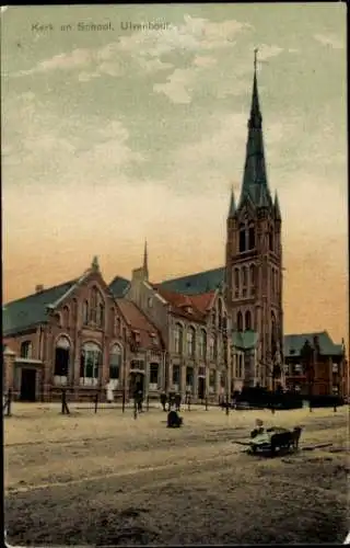 Ak Ulvenhout Nordbrabant Niederlande, Kirche und Schule