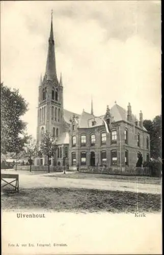 Ak Ulvenhout Nordbrabant Niederlande, Kirche und Schule