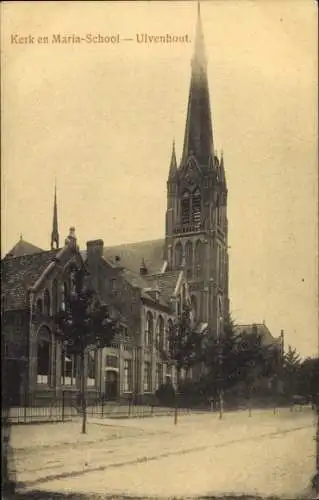 Ak Ulvenhout Nordbrabant Niederlande, Kirche und Mariaschule