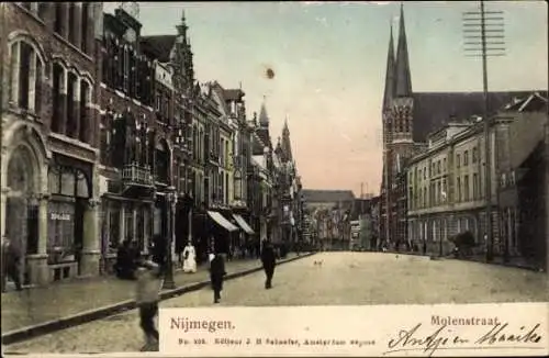 Ak Nijmegen-Gelderland, Molenstraat, Kirche