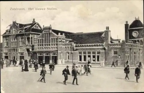 Ak Zandvoort Nordholland Niederlande, Der neue Bahnhof