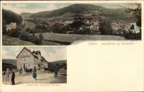 Ak Altenbrak Thale im Harz, Panorama, Bodetal, Hotel zum braunen Hirsch