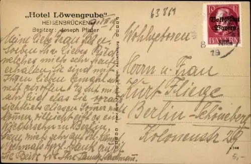Ak Heigenbrücken im Spessart Unterfranken, Hotel Löwengrube
