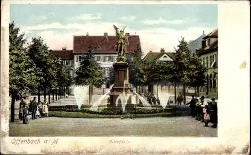 Ak Offenbach Main, Blick auf den Aliceplatz, Denkmal