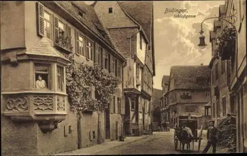 Ak Büdingen in Hessen, Schlossgasse, Pferdewagen