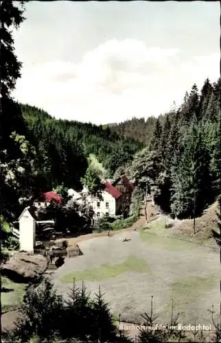 Ak Bischofsmühle Helmbrechts in Oberfranken, Gasthaus Bischofsmühle im Rodachtal