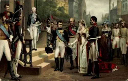 Künstler Ak Gosse, Napoléon I., Köngin von Preußen, Tilsit