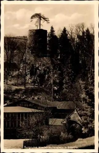 Ak Zöblitz Marienberg im Erzgebirge, Burgruine Niederlauterstein, Hotel Kniebreche