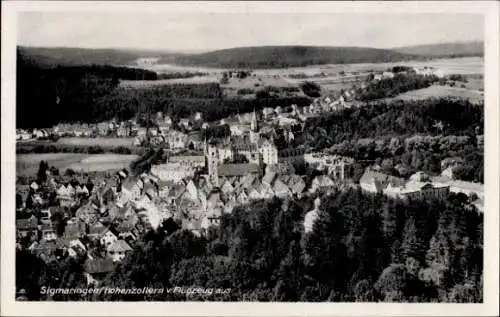 Ak Sigmaringen an der Donau Baden Württemberg, Fliegeraufnahme, Hohenzollern