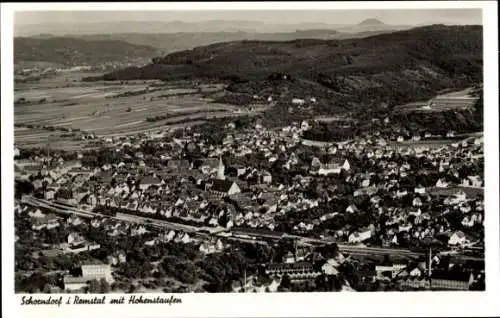 Ak Schorndorf in Württemberg, Fliegeraufnahme, Hohenstaufen