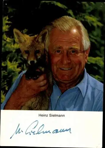 Ak Schauspieler Heinz Sielmannn, Portrait, Fuchs, Autogramm