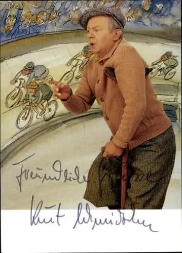 Ak Schauspieler Kurt Schmidtche, Portrait, Autogramm, als Krücke