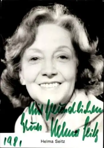 Ak Schauspielerin Helma Seitz, Portrait, Autogramm