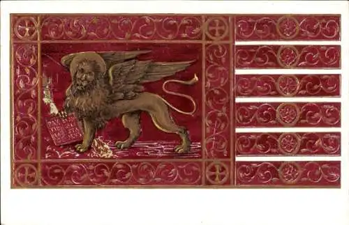 Präge Litho Venezia Venedig Veneto, Markuslöwe